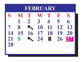 District School Academic Calendar for J J A E P for February 2021