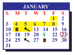District School Academic Calendar for De La Vina Elementary for January 2021