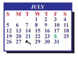 District School Academic Calendar for De La Vina Elementary for July 2020