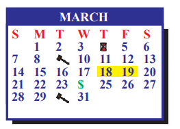 District School Academic Calendar for De La Vina Elementary for March 2021
