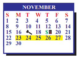 District School Academic Calendar for De La Vina Elementary for November 2020