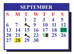 District School Academic Calendar for J J A E P for September 2020