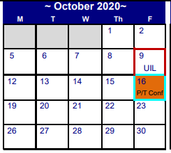 District School Academic Calendar for El Campo Middle for October 2020