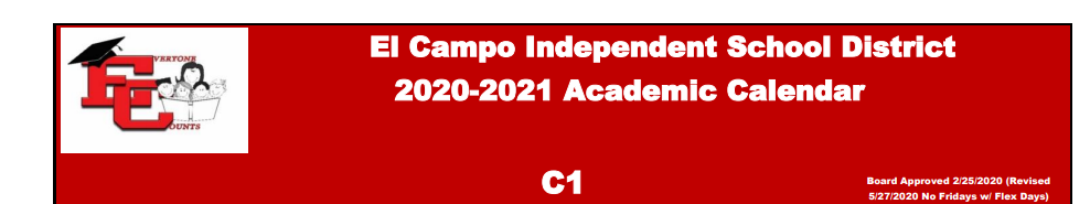 District School Academic Calendar for El Campo Middle