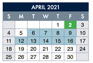 District School Academic Calendar for Richardson Middle for April 2021