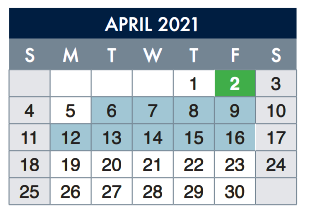 District School Academic Calendar for Lee Elementary for April 2021