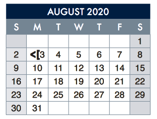 District School Academic Calendar for E-2 Central NE El Don't Use for August 2020