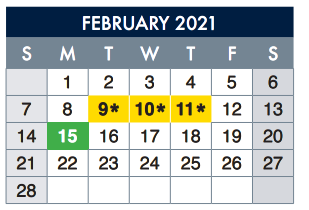 District School Academic Calendar for Travis Elementary for February 2021