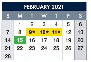 District School Academic Calendar for Zavala Elementary for February 2021