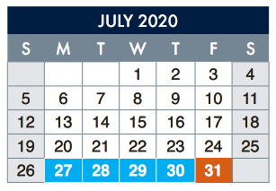 District School Academic Calendar for Richardson Middle for July 2020