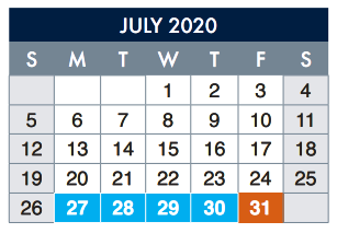 District School Academic Calendar for Bliss Elementary for July 2020