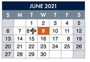 District School Academic Calendar for Richardson Middle for June 2021