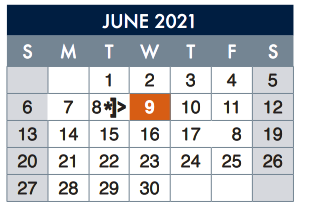 District School Academic Calendar for Moreno Elementary for June 2021