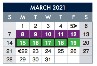 District School Academic Calendar for Hillside Elementary for March 2021