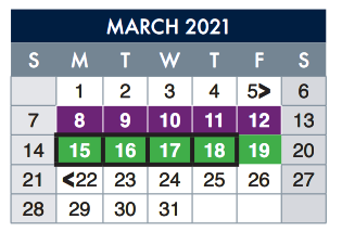 District School Academic Calendar for Travis Elementary for March 2021