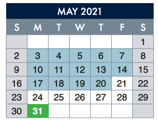 District School Academic Calendar for E-2 Central NE El Don't Use for May 2021