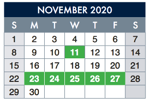 District School Academic Calendar for Green Elementary for November 2020
