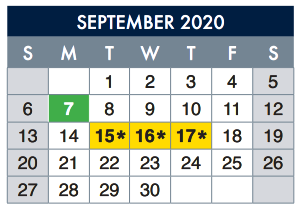 District School Academic Calendar for Houston About Face Elementary for September 2020