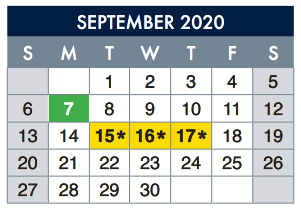District School Academic Calendar for E-2 Central NE El Don't Use for September 2020
