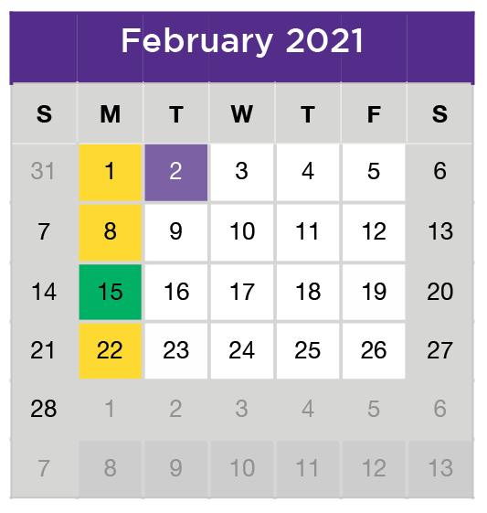 District School Academic Calendar for Collin Co J J A E P for February 2021