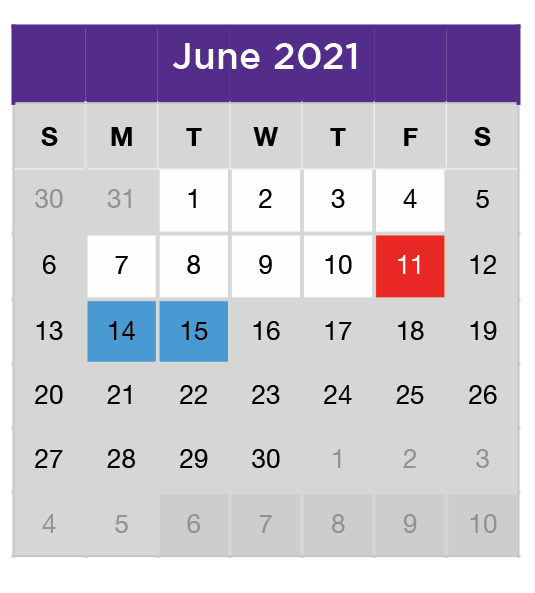District School Academic Calendar for Tatum Elementary for June 2021