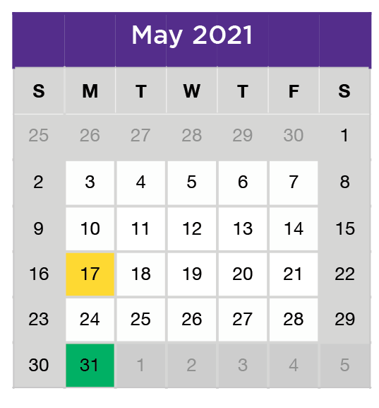 District School Academic Calendar for Collin Co J J A E P for May 2021