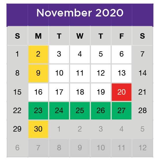District School Academic Calendar for Farmersville High School for November 2020