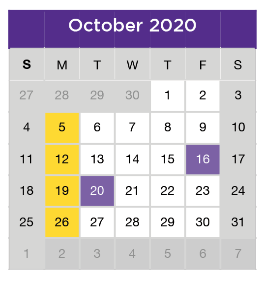 District School Academic Calendar for Farmersville Junior High School for October 2020