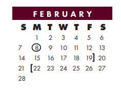 District School Academic Calendar for Early Childhood Center for February 2021