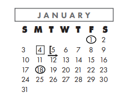 District School Academic Calendar for Flour Bluff J H for January 2021