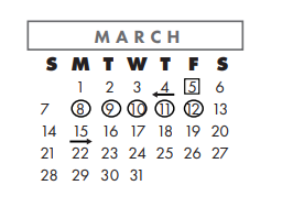 District School Academic Calendar for Nueces Co J J A E P for March 2021