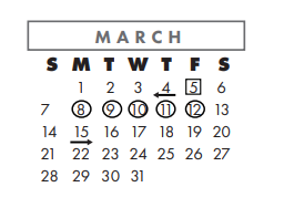 District School Academic Calendar for Early Childhood Center for March 2021