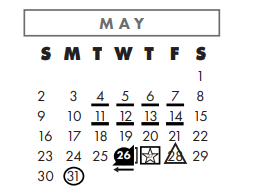 District School Academic Calendar for Flour Bluff Primary for May 2021