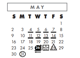 District School Academic Calendar for Nueces Co J J A E P for May 2021