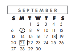 District School Academic Calendar for Early Childhood Center for September 2020