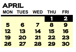 District School Academic Calendar for Coosa High School for April 2021