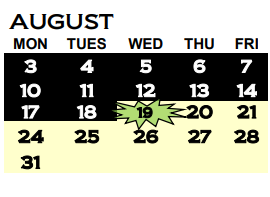District School Academic Calendar for Glenwood Primary School for August 2020