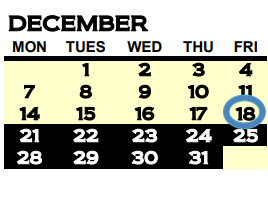 District School Academic Calendar for Model Middle School for December 2020