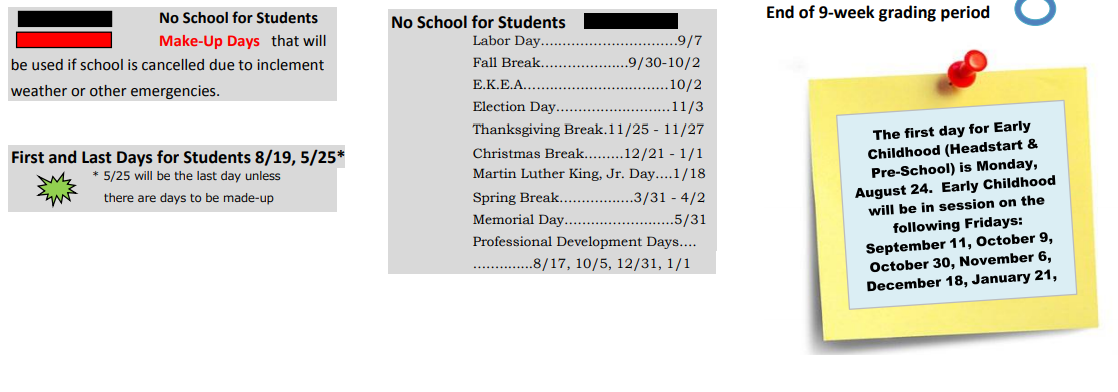 District School Academic Calendar Key for Floyd County Area Technology Center