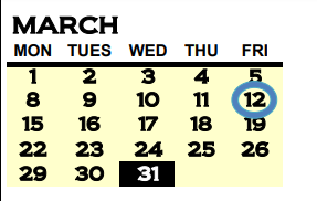 District School Academic Calendar for Charles Clark Elementary School for March 2021