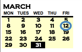 District School Academic Calendar for Johnson Elementary for March 2021