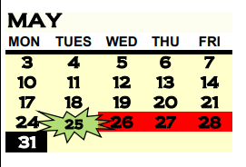 District School Academic Calendar for J M Stumbo Elementary School for May 2021