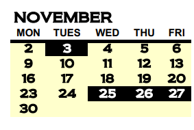 District School Academic Calendar for Coosa High School for November 2020