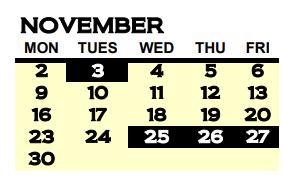 District School Academic Calendar for Floyd County Area Technology Center for November 2020