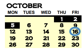 District School Academic Calendar for Coosa High School for October 2020