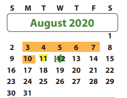 District School Academic Calendar for Commonwealth Elementary School for August 2020