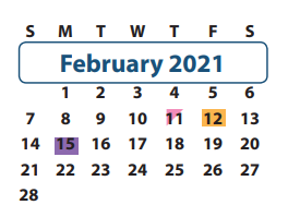 District School Academic Calendar for Parks Elementary for February 2021