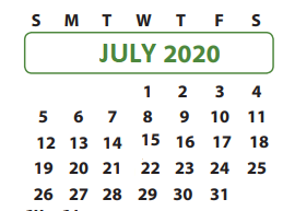 District School Academic Calendar for Scanlan Oaks Elementary for July 2020