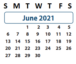 District School Academic Calendar for Sienna Crossing Elementary for June 2021