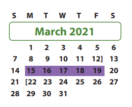 District School Academic Calendar for Scanlan Oaks Elementary for March 2021